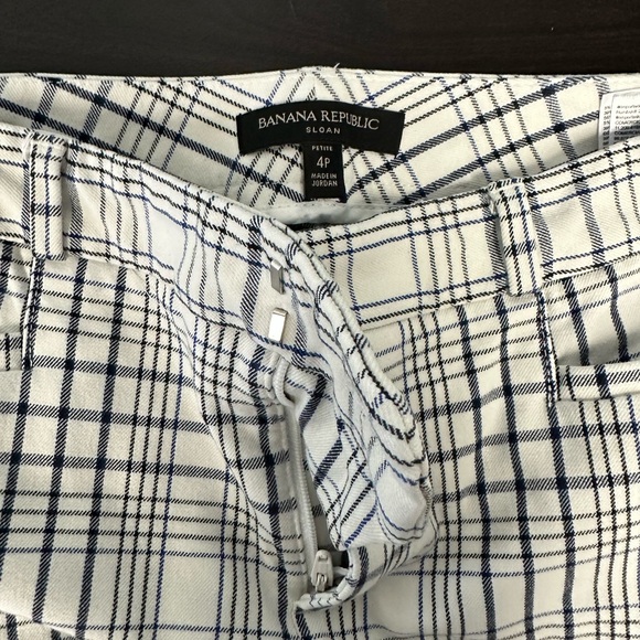 Banana Republic White Plaid Straight Sloan Pant - Picture 3 of 3